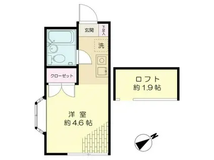 エンゼルハイム(ワンルーム/2階)の間取り写真