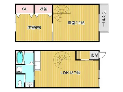 BELLEDEMEURE石塚(2LDK/1階)の間取り写真