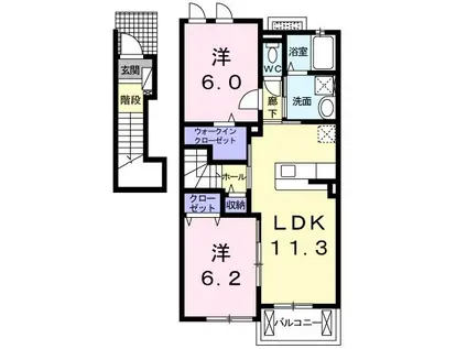 フォンターナ(2LDK/2階)の間取り写真