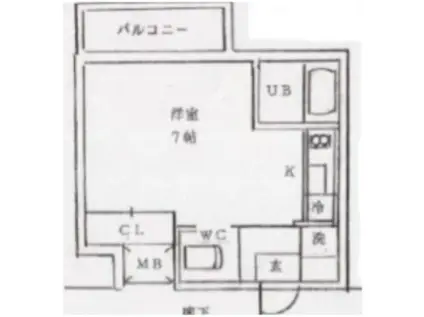カスティーロ白山(ワンルーム/1階)の間取り写真