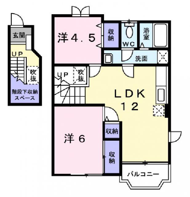レジオン・ドヌールII(2LDK/2階)の間取り写真