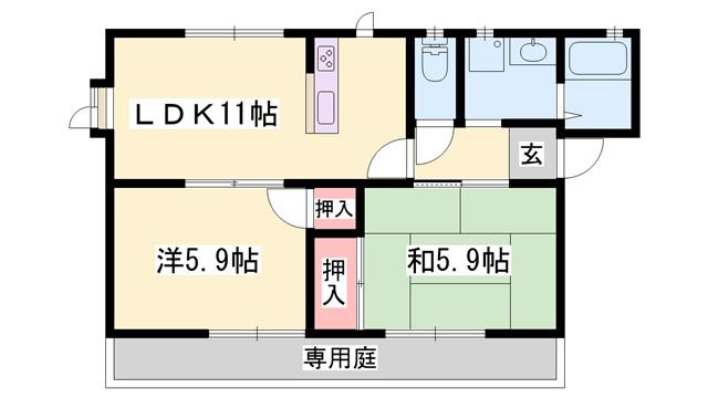 FRAGRANCE COMPLET(2LDK/1階)の間取り写真