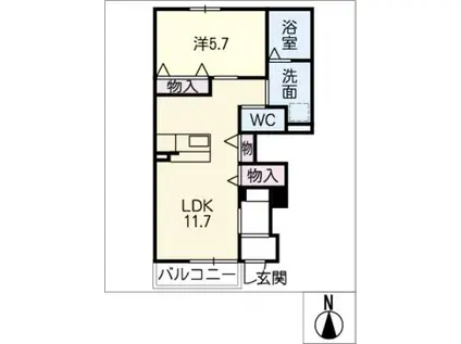 レシェンテVII(1LDK/1階)の間取り写真