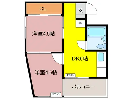 ニューライフ佐賀II(2K/2階)の間取り写真