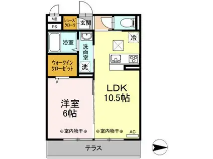 シエルレジデンス(1LDK/2階)の間取り写真