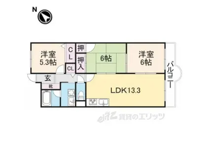 タワー・ア・ラ・モード(3LDK/6階)の間取り写真