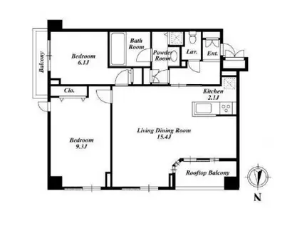 KDXレジデンス半蔵門(2LDK/8階)の間取り写真