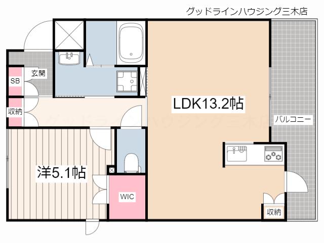 DIAMOND GREEN(1LDK/2階)の間取り写真
