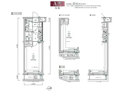 SQUARE CITY NAKAMAGOME(1K/5階)の間取り写真