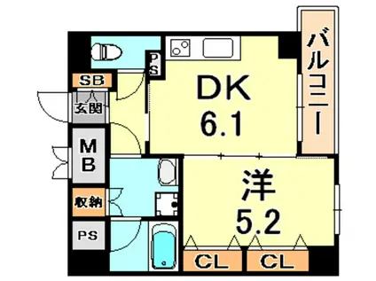 モンテルーチェ甲南(1DK/5階)の間取り写真
