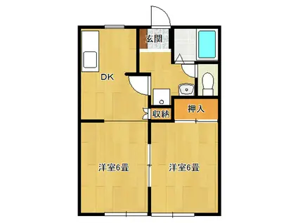 ノーブルVI(1LDK/1階)の間取り写真