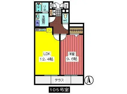 クレセントM(1LDK/1階)の間取り写真
