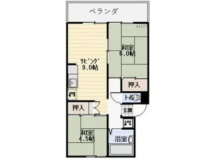 ホワイトプレジール(2LDK/2階)の間取り写真