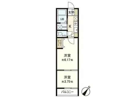 AZUL八木山I(2K/1階)の間取り写真