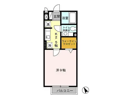 アムールヒルズ(1K/2階)の間取り写真