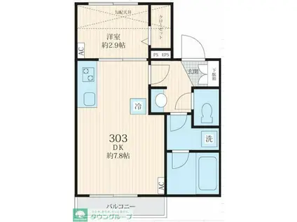 IKI新八柱(1DK/3階)の間取り写真