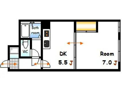 舟入コータース(1DK/5階)の間取り写真
