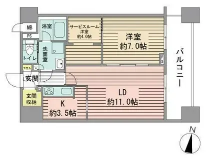 パークアクシス札幌植物園前(1SLDK/2階)の間取り写真
