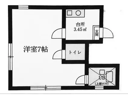サエグサハイツ(1K/2階)の間取り写真