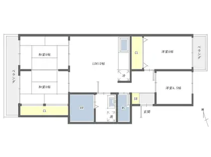 プレリュード東那珂(4DK/3階)の間取り写真