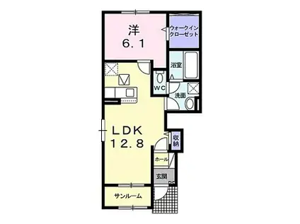 フレグランスFII(1LDK/1階)の間取り写真