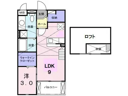 ミニヨンポルテ(1LDK/2階)の間取り写真