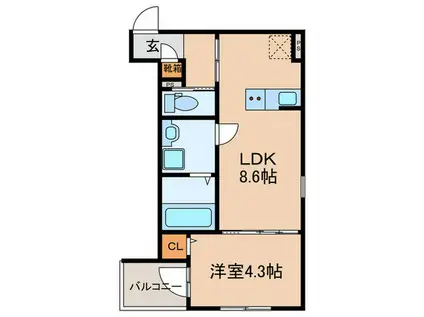 CRECIA一宮II(1LDK/1階)の間取り写真