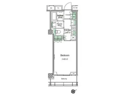 渋谷キャスト アパートメント(1K/15階)の間取り写真