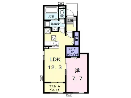 コージィープレイス 凛(1LDK/1階)の間取り写真
