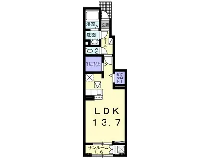 ソレッジャート ヴィラ(ワンルーム/1階)の間取り写真