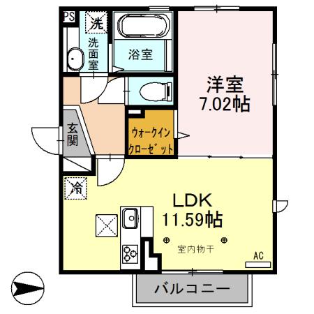 ル・ベリエ(1LDK/1階)の間取り写真