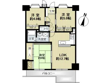 フォルザ住吉N棟(3LDK/11階)の間取り写真