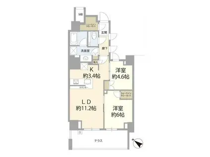 ザ・パークハウス碑文谷三丁目(2LDK/1階)の間取り写真