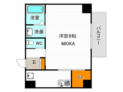 エレガンス長居(1K/2階)の間取り写真