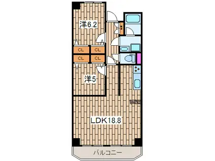 パークハイツ横浜(2LDK/7階)の間取り写真