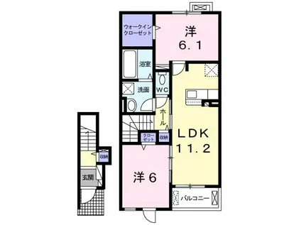 パストラル E(2LDK/2階)の間取り写真