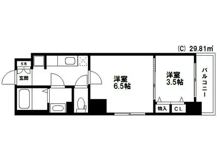 リヴィエールシャン豊(2K/5階)の間取り写真