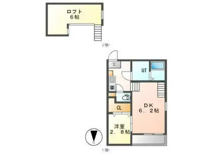リエット(1K/2階)の間取り写真