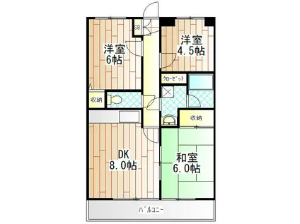 クラール・ハオス(3DK/2階)の間取り写真