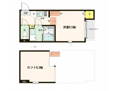 ハーモニーテラス平成IV(1K/1階)の間取り写真