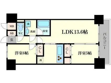F TAMATUKURI(2LDK/7階)の間取り写真