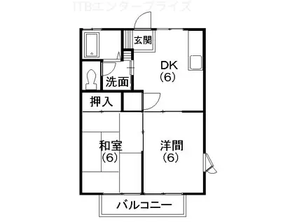 ハイツ魚妻パートIII(2DK/1階)の間取り写真