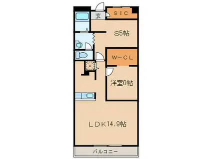 里水マンション A(1SLDK/7階)の間取り写真