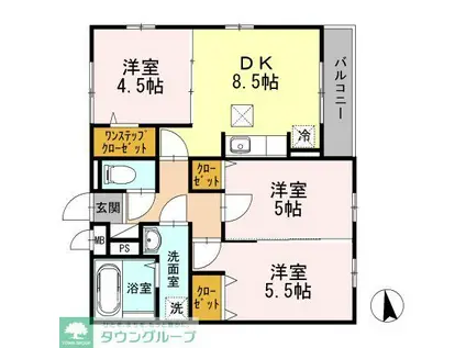 ウィルヴィラージュII(3DK/3階)の間取り写真