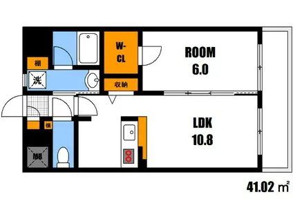 ラゾ・プレイス西原(1LDK/3階)の間取り写真
