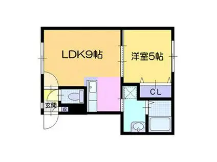 ロイヤルコートII(1LDK/4階)の間取り写真