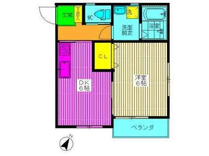 ホワイトキャッスルII(1DK/2階)の間取り写真