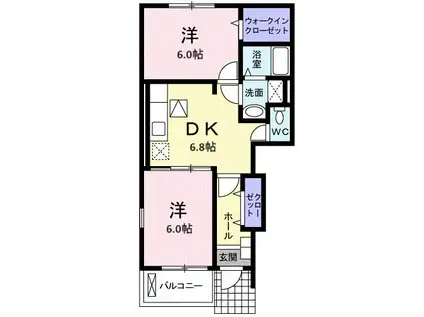 ヴェルドミール I(2DK/1階)の間取り写真