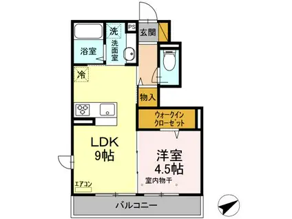 ジュネス前原(1LDK/1階)の間取り写真
