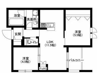 ウインドバリー(2LDK/3階)の間取り写真
